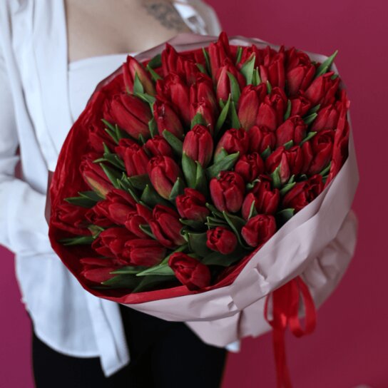 Монобукет №191 из 51 красного тюльпана