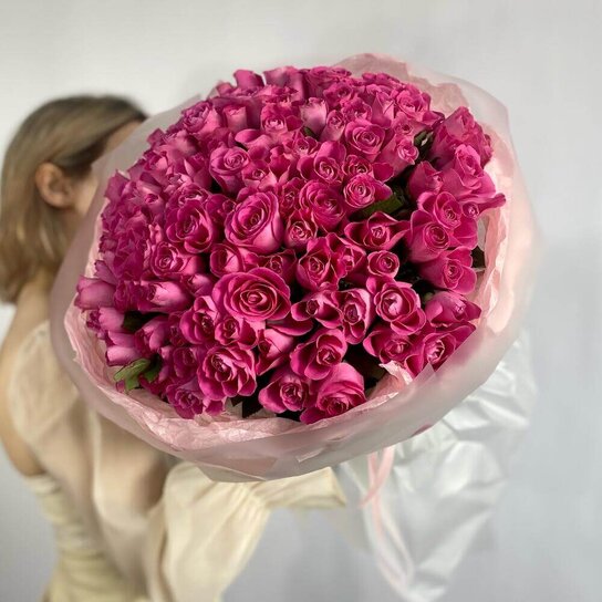 Монобукет №240 из 101 розы Аква Фото 2