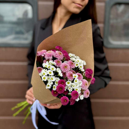 Монобукет №143 из хризантем сантини