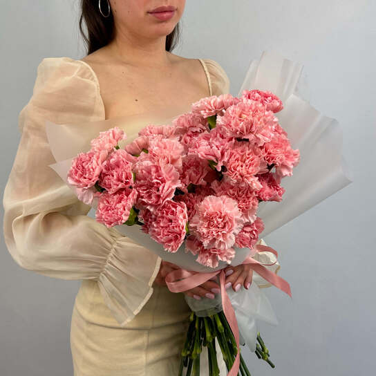 Монобукет №117, 45 розовых диантусов