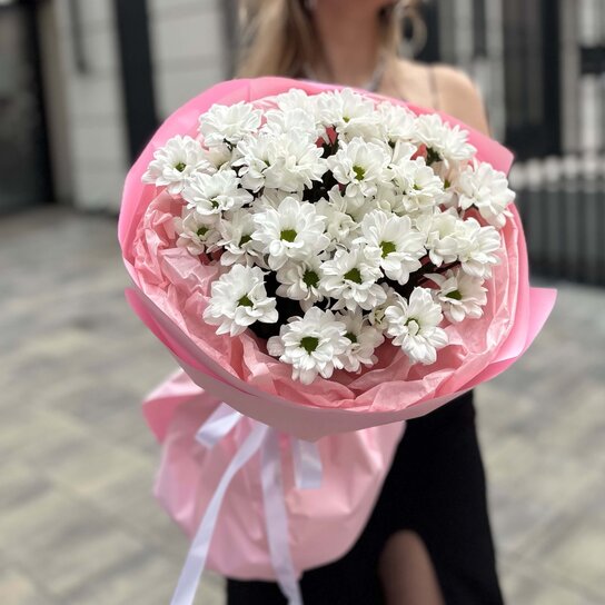 Монобукет №357 из 5 ромашковых хризантем
