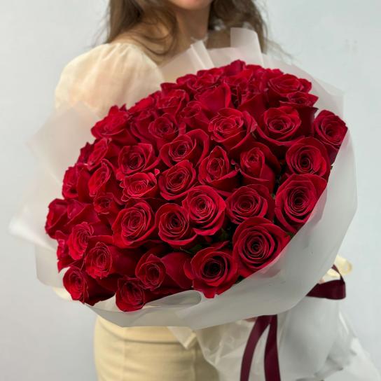 Монобукет №101, 51 красная роза 55см, Эквадор