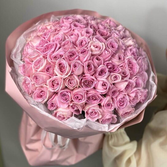 Монобукет №248 101 нежно-розовая Роза Фото 4