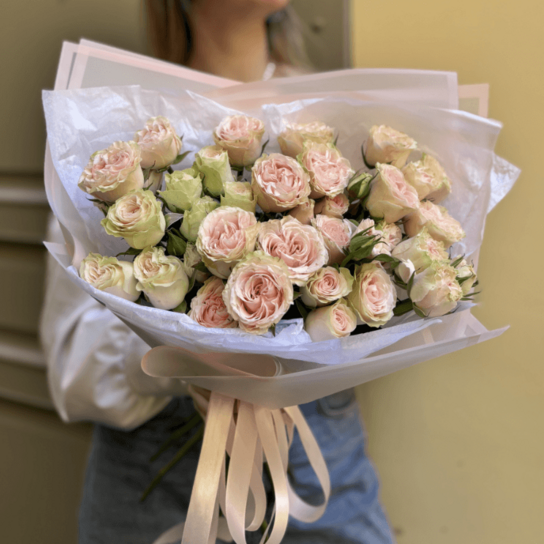 Монобукет №238 из кустовых роз Аврора Фото 4