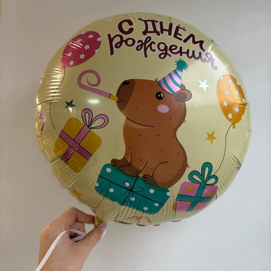 Шарик "Капибара с днем рождения"