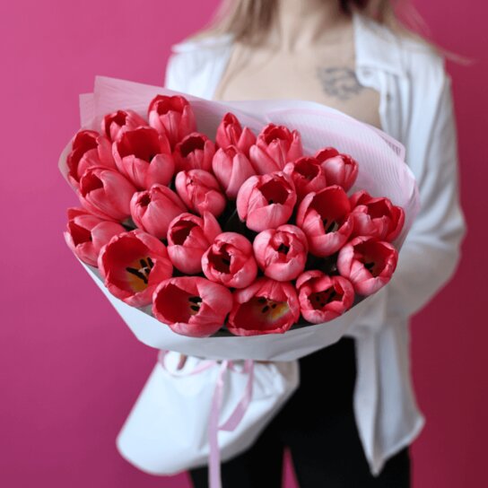 Монобукет №187 из 25 розовых тюльпанов