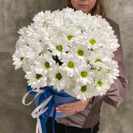 Композиция №175 Ромашковые хризантемы в коробке Фото 4