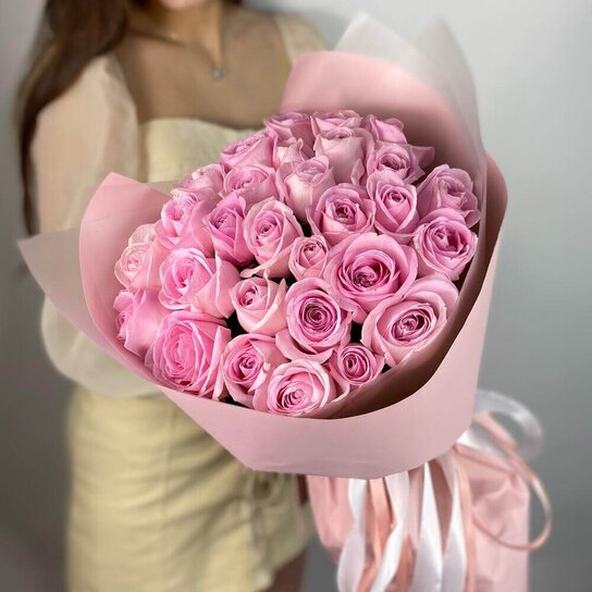 Монобукет №245 из 29 розовых роз Фото 2