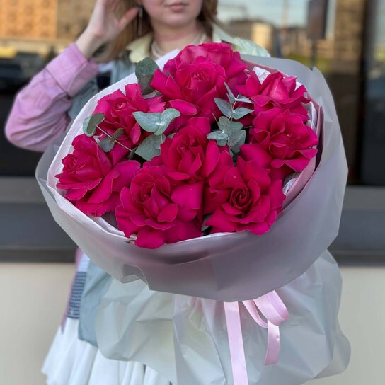 Авторский букет №236 из роз и эвкалипта Фото 2