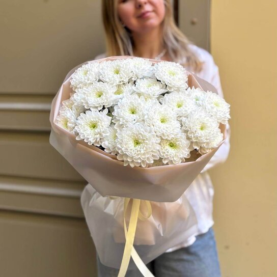 Монобукет №212 из 5 хризантем Фото 4