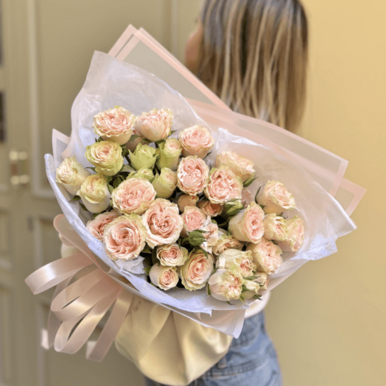 Монобукет №238 из кустовых роз Аврора Фото 2