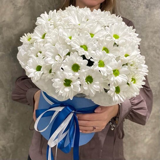 Композиция №175 Ромашковые хризантемы в коробке Фото 3