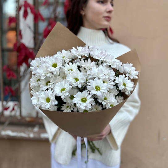 Монобукет №142 из ромашковых хризантем