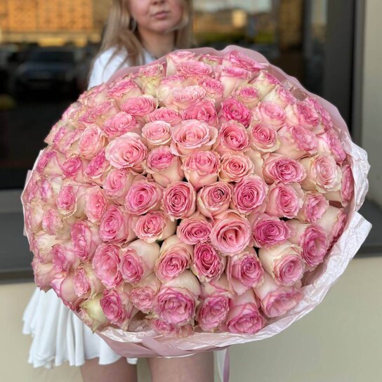 Монобукет №172 из 101 крупной розы Эсперанса Фото 3