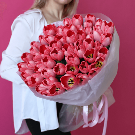 Монобукет №188 из 51 розового тюльпана Фото 2