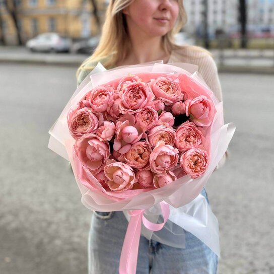 Монобукет №221 из пионовидной розы Джульетта Фото 2