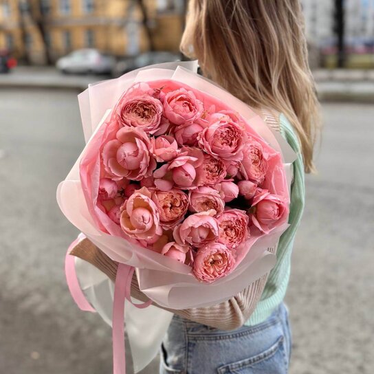 Монобукет №221 из пионовидной розы Джульетта Фото 5