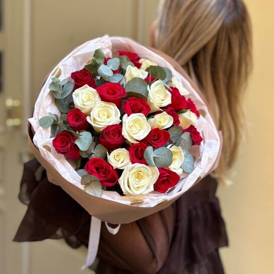 Монобукет №230 Микс роз Кения Фото 4