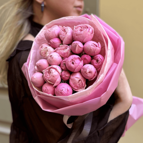 Монобукет №232 из кустовых роз Сильва Пинк 7шт Фото 2