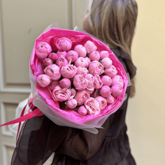 Монобукет №234 из кустовых роз Сильва Пинк 11 шт