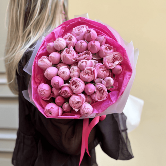 Монобукет №234 из кустовых роз Сильва Пинк 11 шт Фото 2