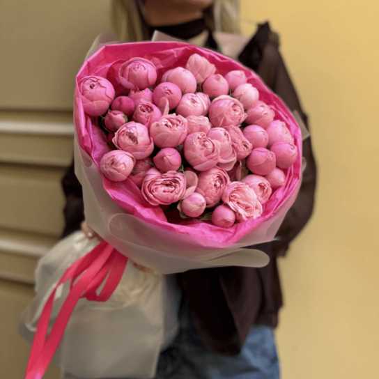 Монобукет №234 из кустовых роз Сильва Пинк 11 шт Фото 3