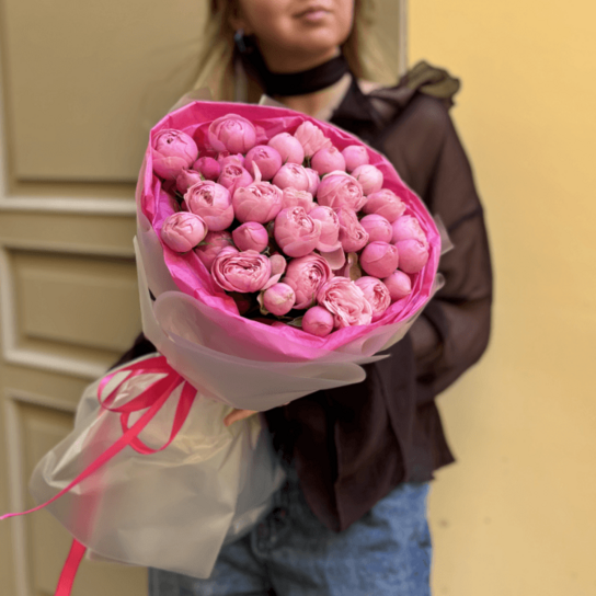 Монобукет №234 из кустовых роз Сильва Пинк 11 шт Фото 4