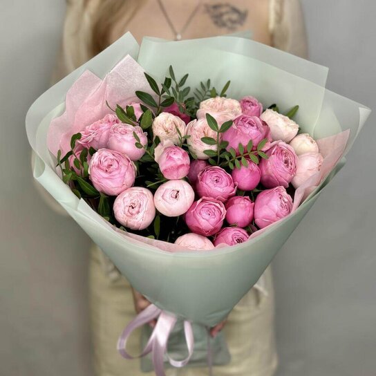 Монобукет №261 Пионовидные Кустовые Розы Фото 2