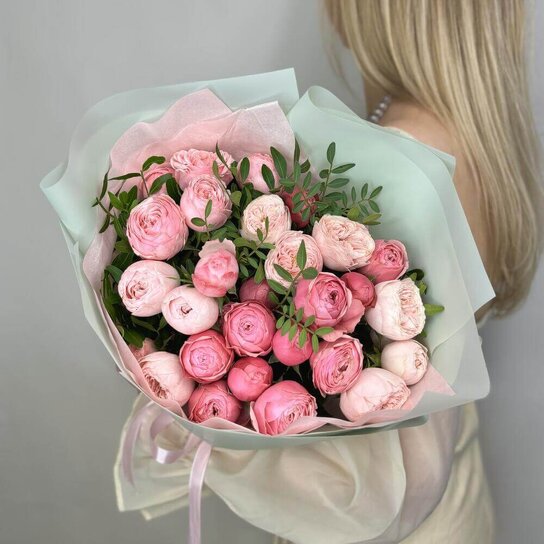 Монобукет №261 Пионовидные Кустовые Розы Фото 3