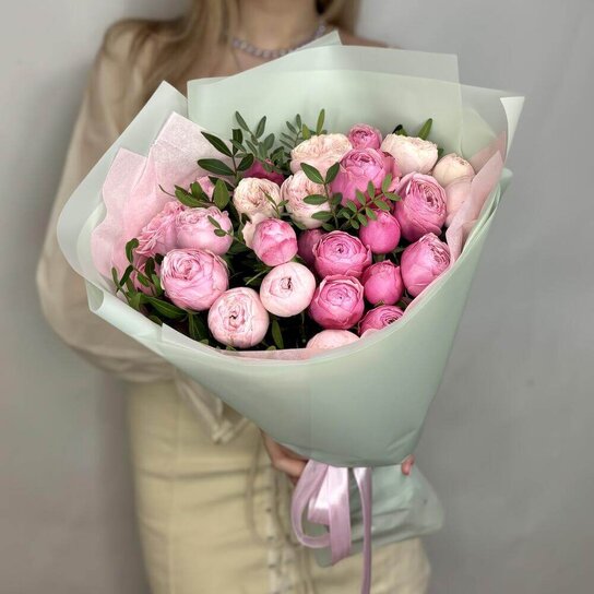 Монобукет №261 Пионовидные Кустовые Розы Фото 4
