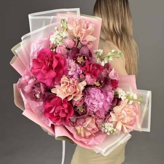 Авторский букет №275 Букет XL из французских и пионовидных роз Фото 2