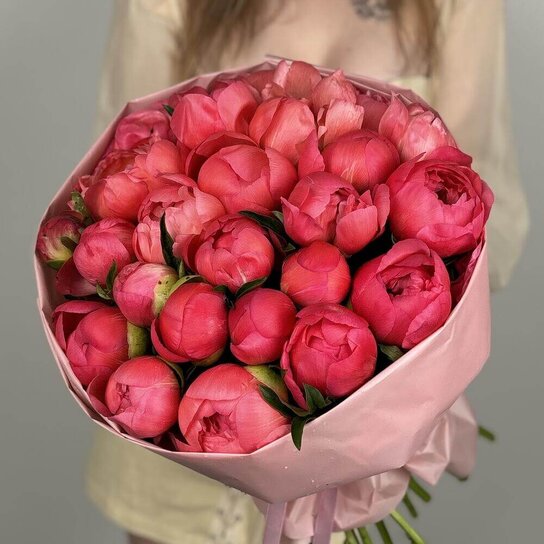 Монобукет №263 Пионы Coral Charm 25 Фото 2