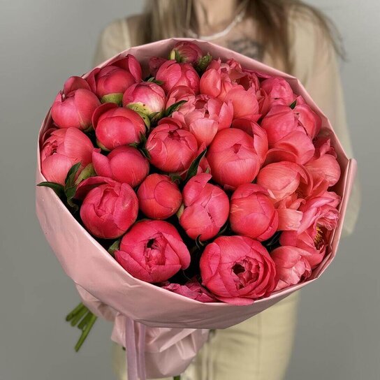 Монобукет №263 Пионы Coral Charm 25 Фото 3