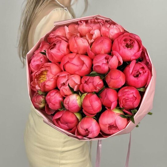 Монобукет №263 Пионы Coral Charm 25 Фото 4