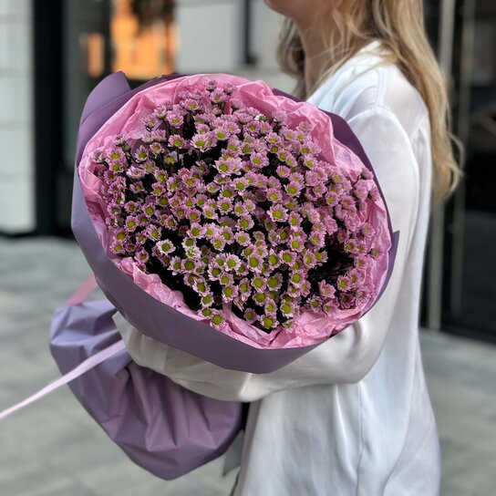 Монобукет №347 из милых розовых ромашек Фото 3