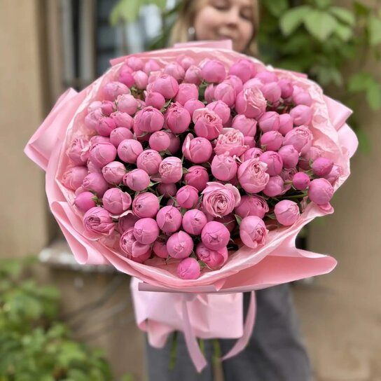 Монобукет №359, Пионовидные розы Silva Pink L
