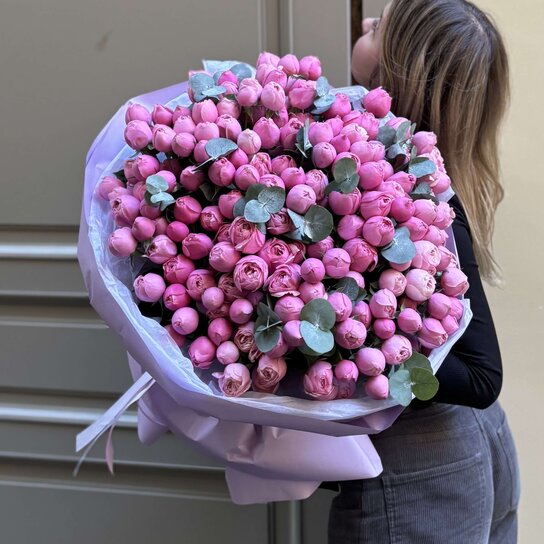 Монобукет №359, Пионовидные розы Silva Pink XL