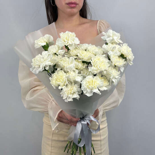 Монобукет №126, 45 белых диантусов