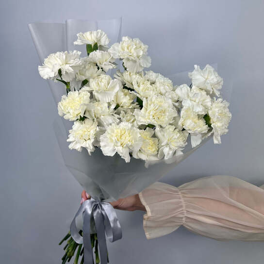 Монобукет №126, 45 белых диантусов