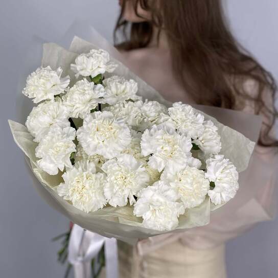 Монобукет №149 из белых диантусов